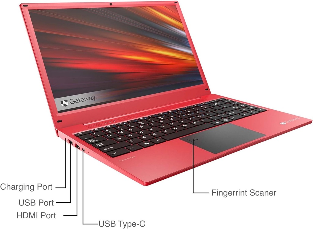 Factory Refurbished - GATEWAY 14.1" Ultra Slim Notebook, FHD, AMD Ryzen 5 3500U with Radeon Vega 8 Graphics, 256GB SSD, 8GB Memory, Tuned by THX Audio, Fingerprint Scanner, 1MP Camera, HDMI, Windows 11 Home **Grade A**