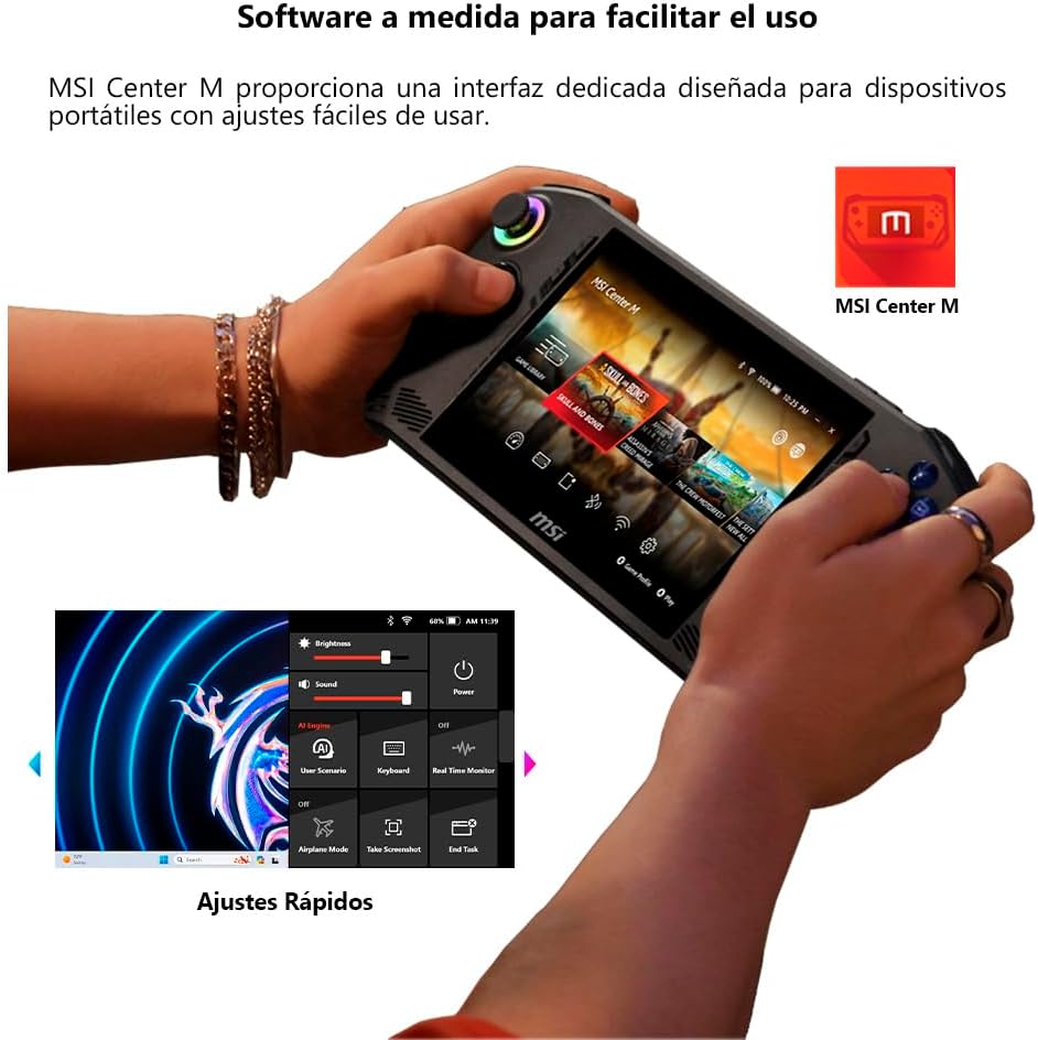 MSI Claw A1M (A1M-048CA) – Consola Portátil 7″ FHD 120Hz, Intel Core Ultra 5-135H, 16GB RAM, 512GB SSD, Windows 11