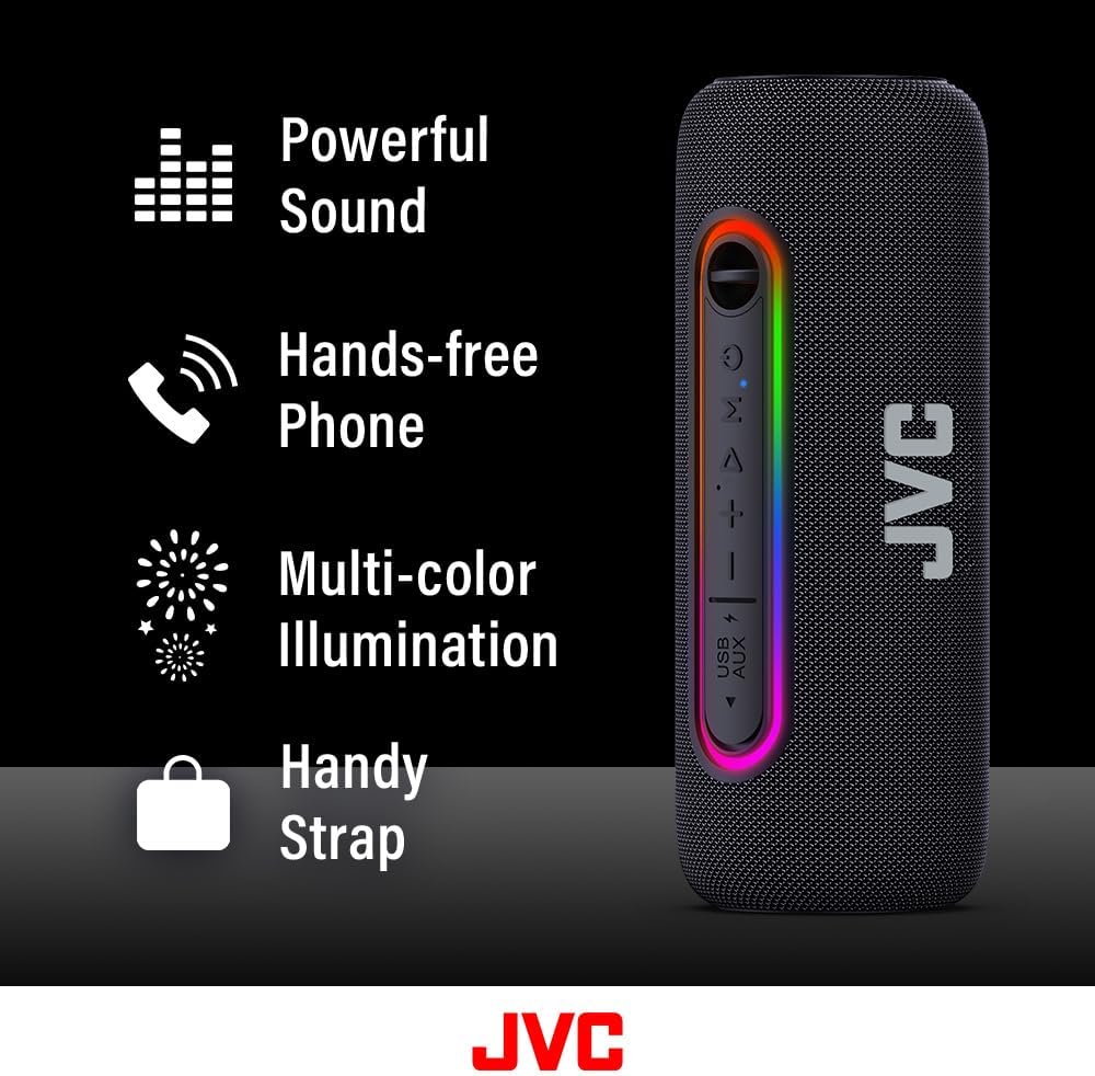 JVC Illuminated Portable Wireless Speaker (Black)