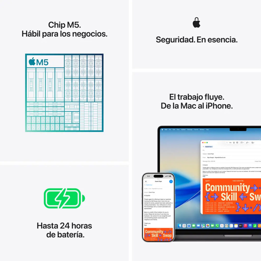 Apple MacBook Pro 14.2″ (M5) – 10-Core CPU, 10-Core GPU, 16GB RAM, 512GB SSD, Pantalla Liquid Retina XDR, macOS, Space Black