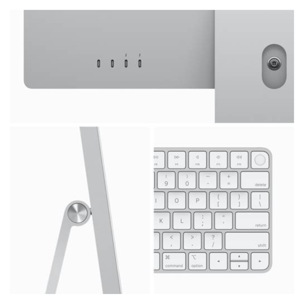 Apple iMac 24″ M3 – All-in-One 4.5K Retina, 8-Core CPU, 10-Core GPU, 8GB RAM, 512GB SSD, Silver, Teclado y Mouse Español Chile