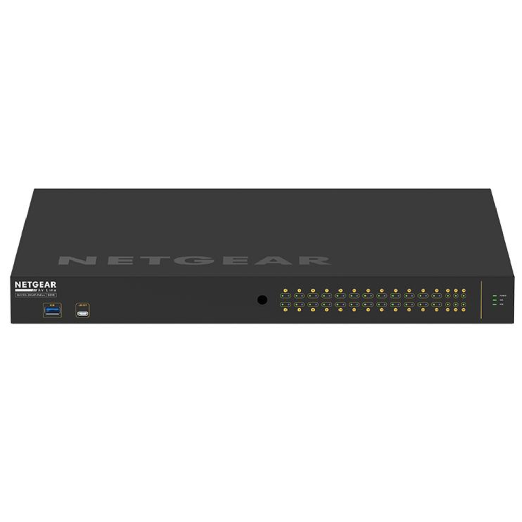 NETGEAR AV Line M4250-26G4F-PoE++ – Switch Administrable 24 Puertos Gigabit con PoE++ (720W), 4 Puertos SFP, Optimizado para AV-over-IP, Montaje en Rack – Nuevo