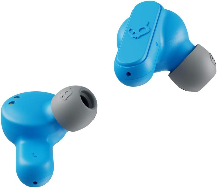 Skullcandy Dime Auriculares In-Ear Inalámbricos, 12 h de Autonomía, Micrófono, Compatibles con iPhone Android y Dispositivos Bluetooth, - LIGHT GREY/BLUE
