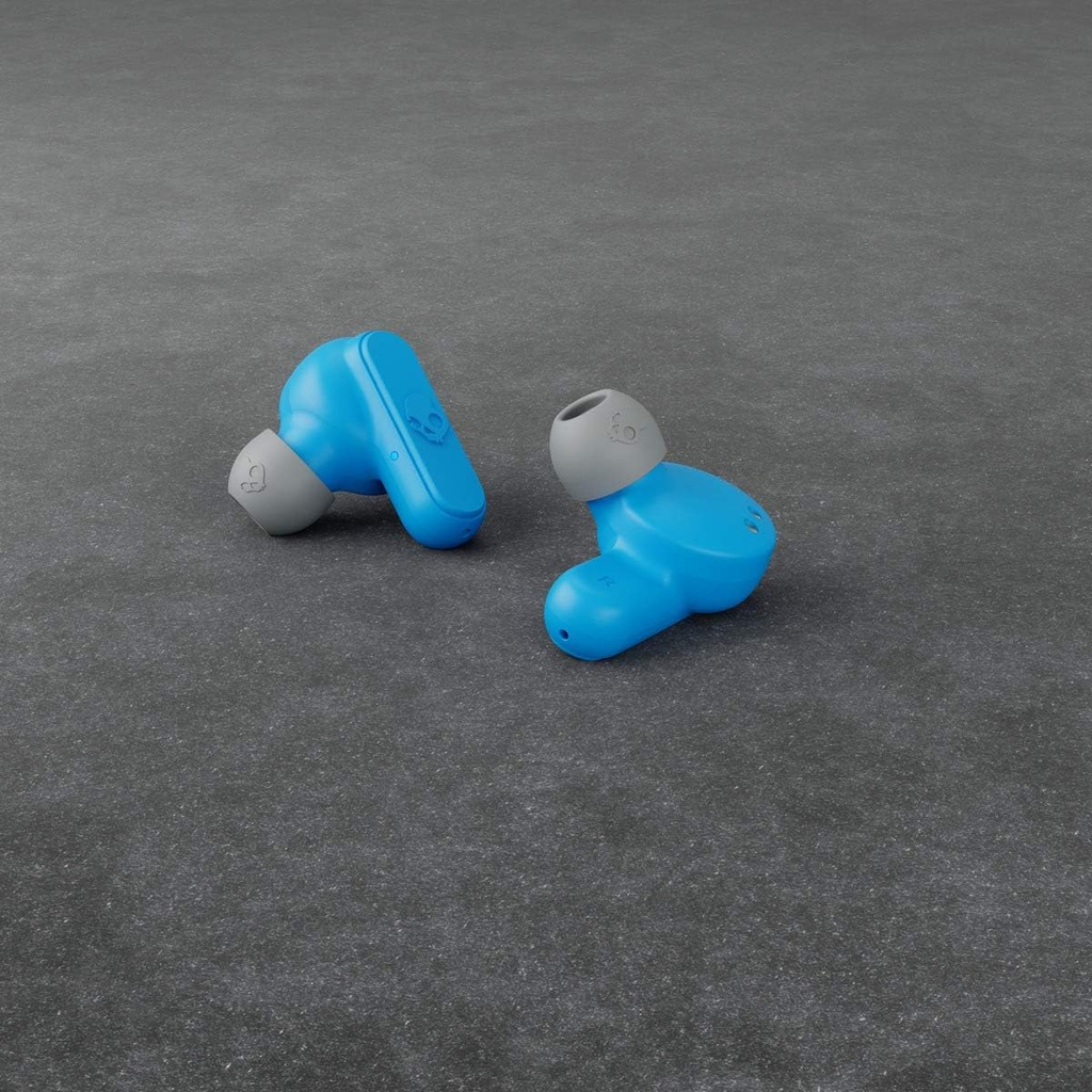 Skullcandy Dime Auriculares In-Ear Inalámbricos, 12 h de Autonomía, Micrófono, Compatibles con iPhone Android y Dispositivos Bluetooth, - LIGHT GREY/BLUE