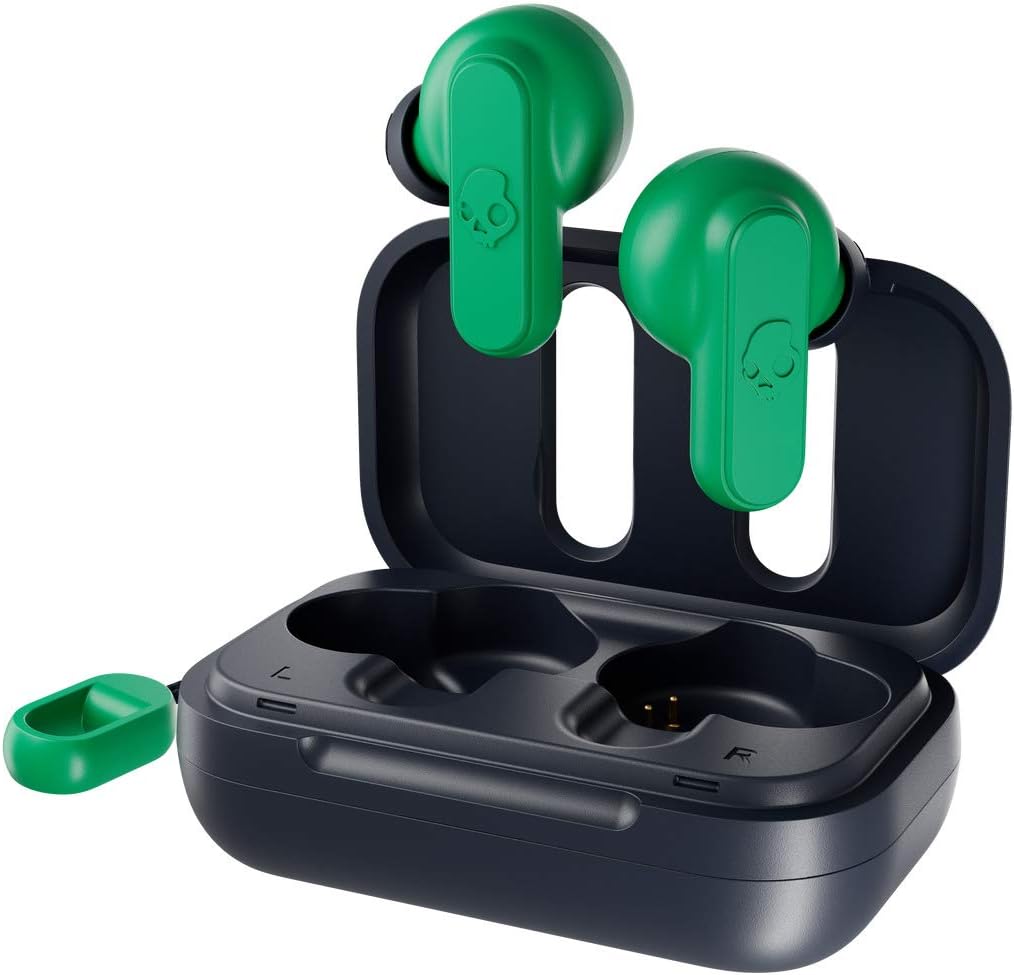 Skullcandy Dime Auriculares In-Ear Inalámbricos, 12 h de Autonomía, Micrófono, Compatibles con iPhone Android y Dispositivos Bluetooth, - DARK BLUE/GREEN