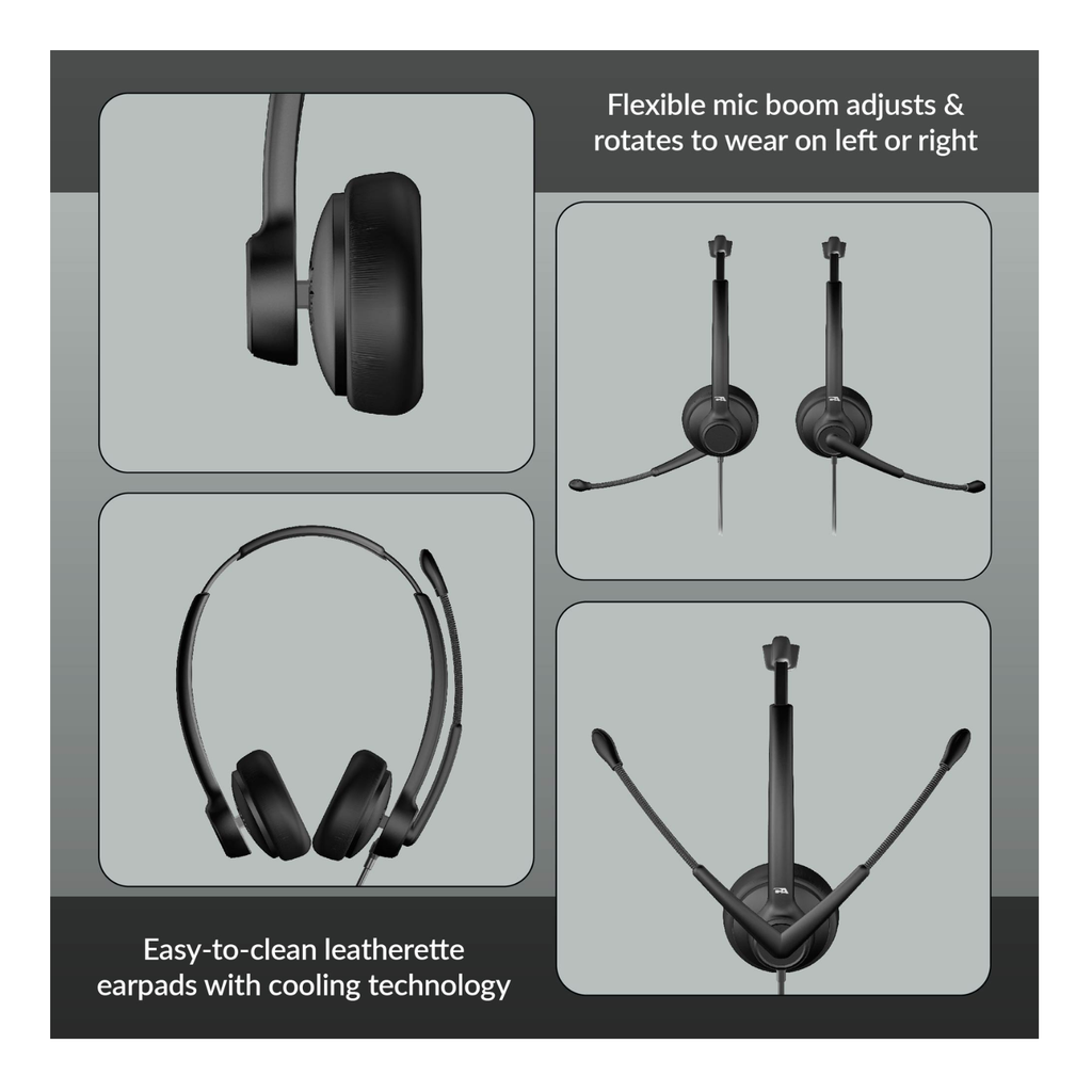 Auriculares USB con tecnología de reducción de reído por IA y cancelación de ruido (ENC), ultralivianos (72gr), controlador en línea con indicador LED
