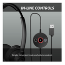 Auriculares USB con tecnología de reducción de reído por IA y cancelación de ruido (ENC), ultralivianos (72gr), controlador en línea con indicador LED