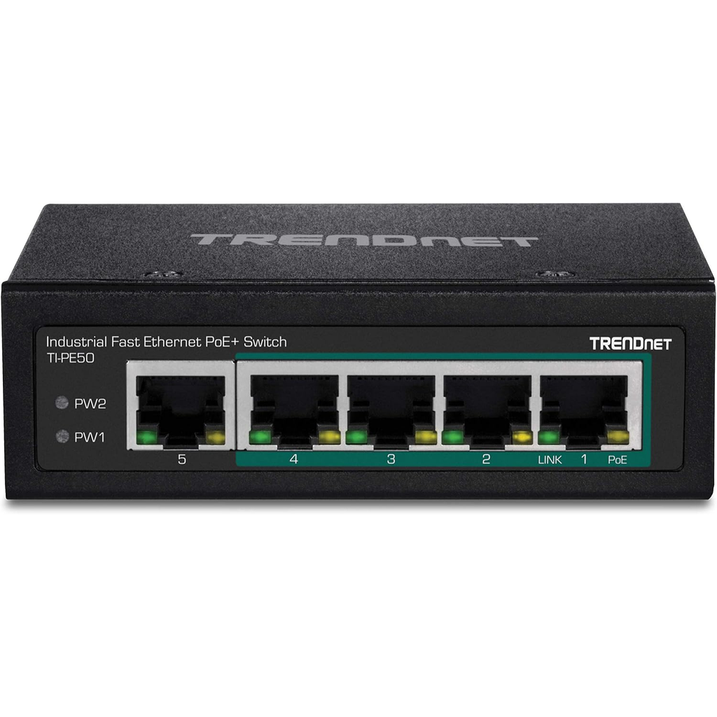 Switch Industrial Trendnet de 5 puertos, DIN-Rail PoE+ Fast Ethernet