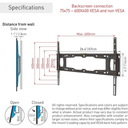 Barkan Soporte Fijo para TV 32" a 90" – Compatible con Pantallas Planas y Curvas, Instalación Segura y Ultra Resistente
