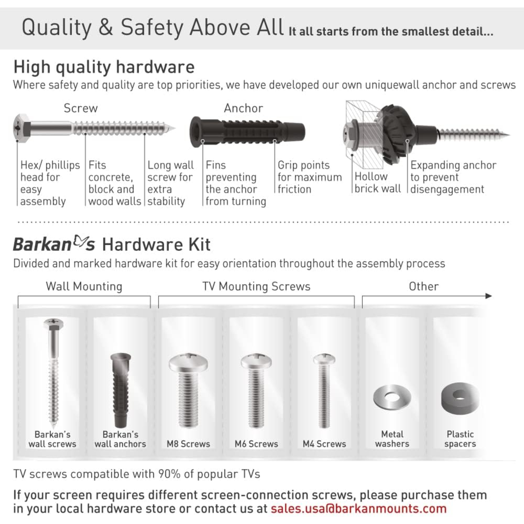 Barkan Soporte Fijo para TV 32" a 90" – Compatible con Pantallas Planas y Curvas, Instalación Segura y Ultra Resistente