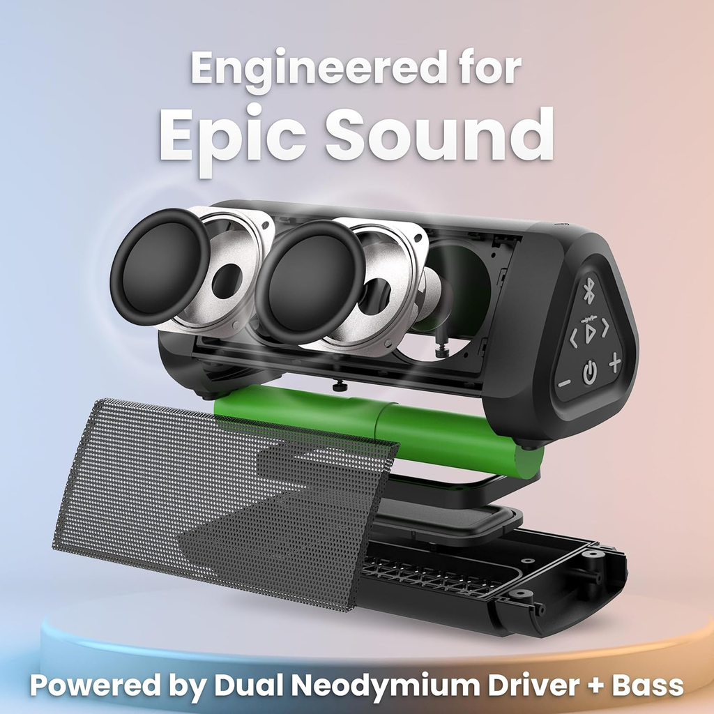 OontZ Angle 3 Ultra Black – Bocina Bluetooth 5.0 Portátil 14W, Waterproof IPX7, Alcance 100 ft, Sonido Estéreo Potente