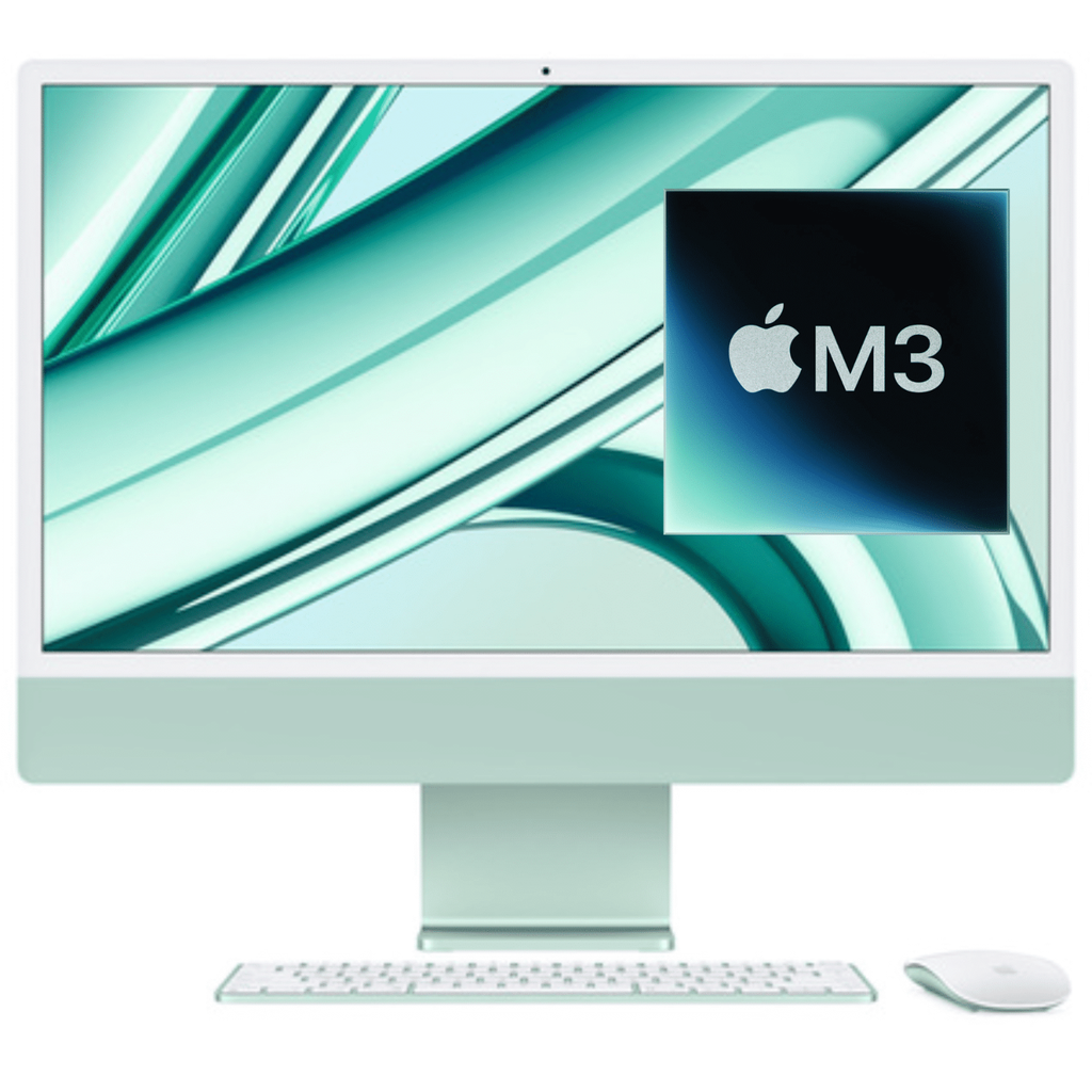 Apple iMac 24″ M3 – All-in-One 4.5K Retina, 8-Core CPU, 10-Core GPU, 8GB RAM, 512GB SSD, Green, Teclado y Mouse Español LATAM