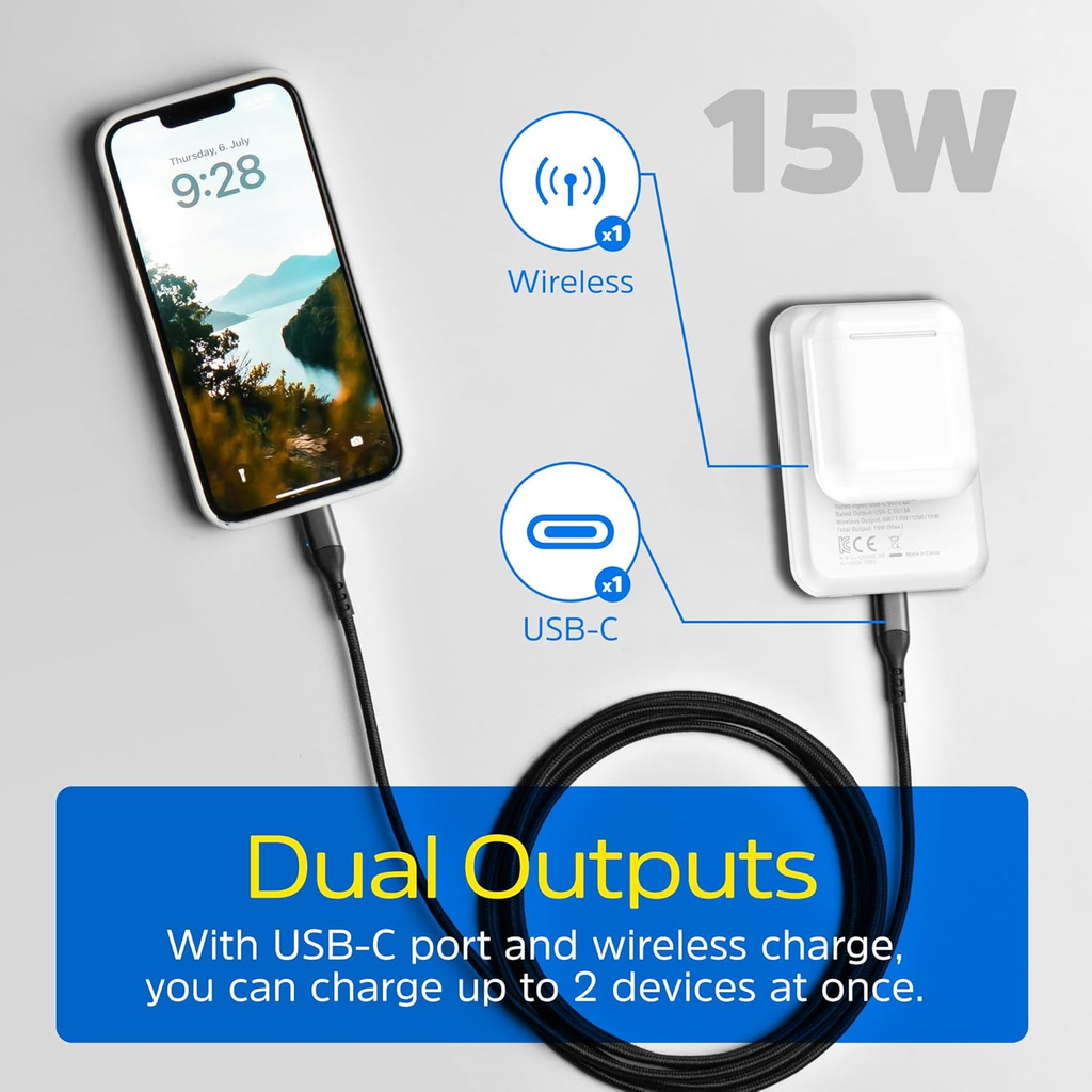 Energizer Magnetic Power Bank 5,000mAh – Carga Rápida 15W, USB-C, Compatible con MagSafe, Color White