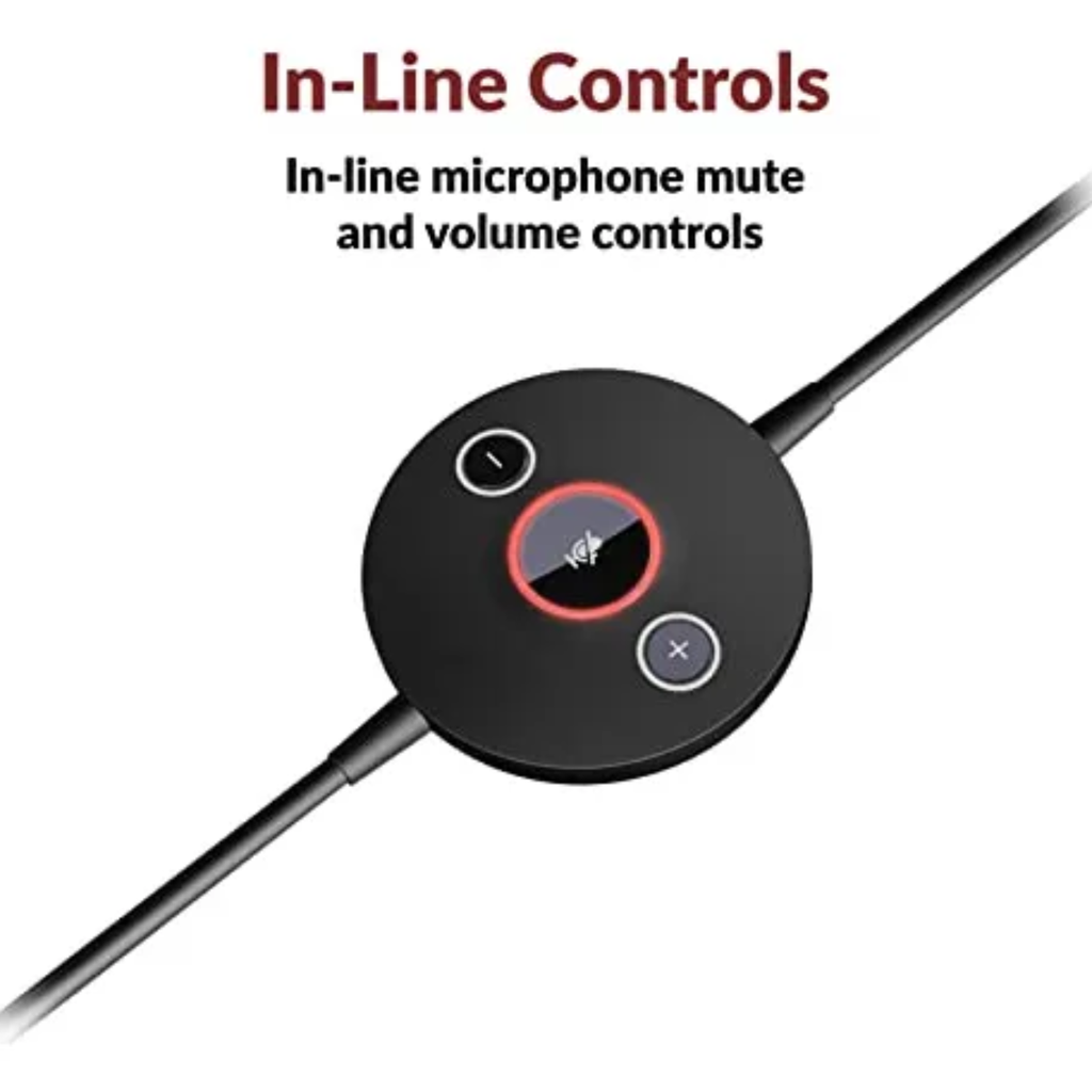 Cyber Acoustics AC-204 ENC – Headset USB con Micrófono, Cancelación de Ruido ENC, Diadema Ligera, Control en Cable, Ideal para Clases, Oficina y Videollamadas