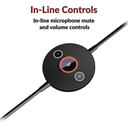 Cyber Acoustics AC-204 ENC – Headset USB con Micrófono, Cancelación de Ruido ENC, Diadema Ligera, Control en Cable, Ideal para Clases, Oficina y Videollamadas