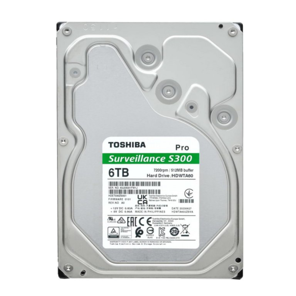 Toshiba S300 Pro 6TB – Disco Duro 3.5" SATA III 7200RPM con 512MB Caché para Videovigilancia 24/7 – Rendimiento Profesional