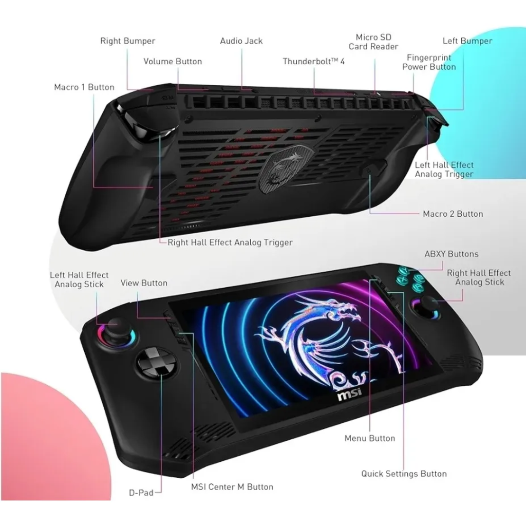 MSI Claw A1M – Consola Portátil Gaming 7″ FHD 120Hz, Intel Core Ultra 7 155H, Intel Arc, 16GB RAM, 512GB SSD, Black