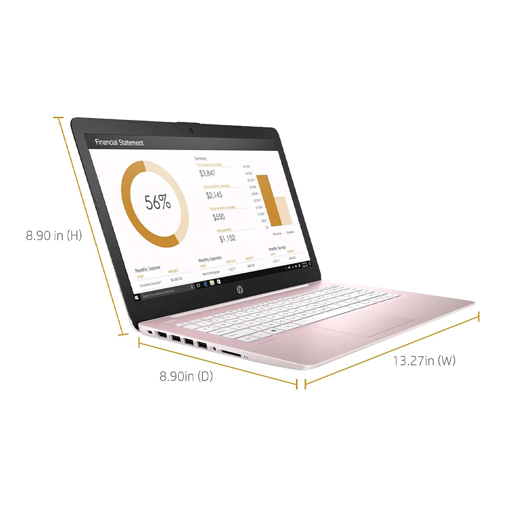 HP Laptop 14-cf2703ds 14" HD Intel Celeron N4120 Graphics 600 4GB RAM 64GB eMMC Windows 11 Home, Rose Pink