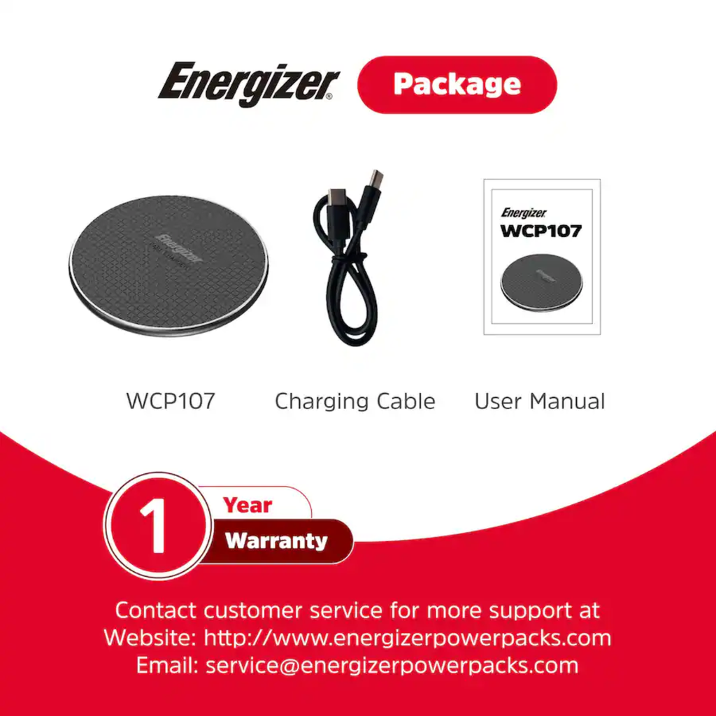 Energizer MAX 15W – Base de Carga Inalámbrica Qi, Carga Rápida, Antideslizante, Compatible con iPhone y Android, Color Negro
