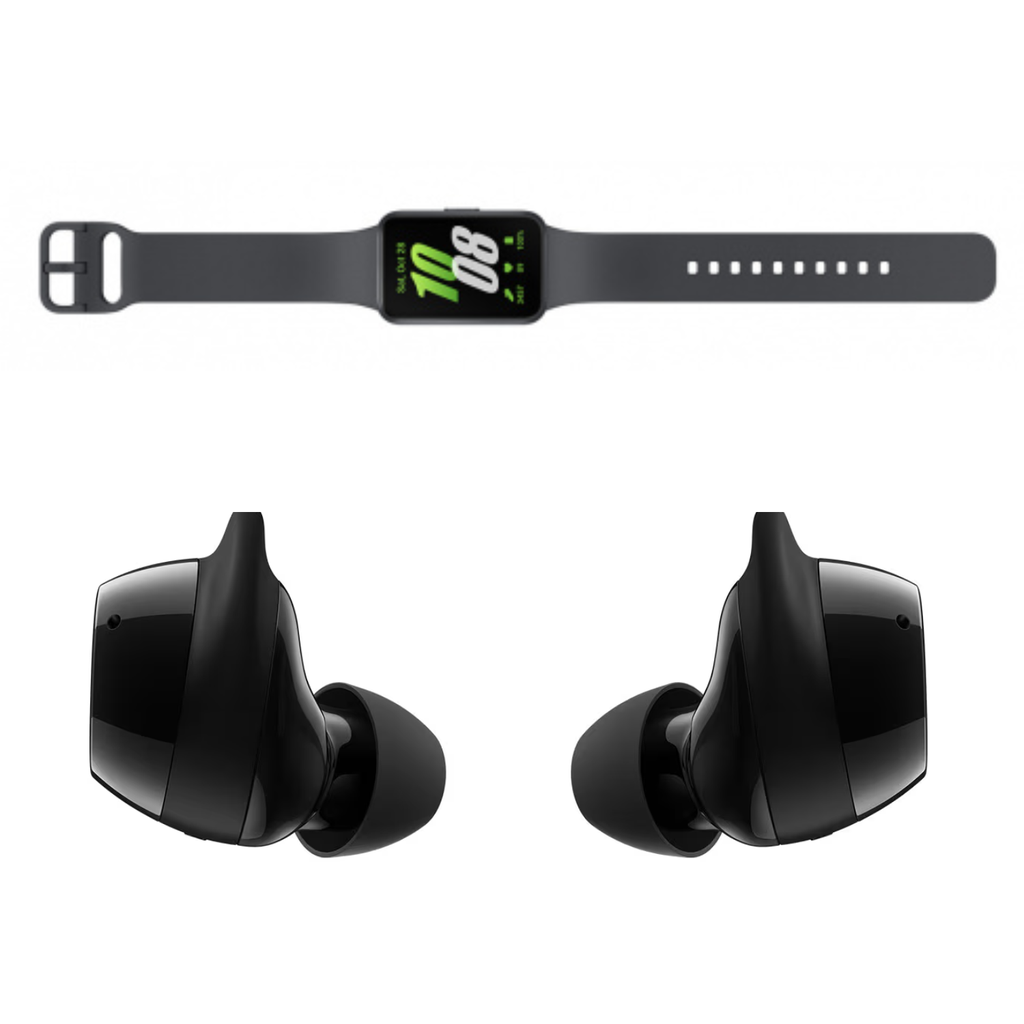 Kit Samsung Galaxy | Watch Fit3 Gray + Buds Core Black | Pantalla AMOLED 1.6" | Sonido AKG | Cancelación de Ruido | Bundle Salud y Audio