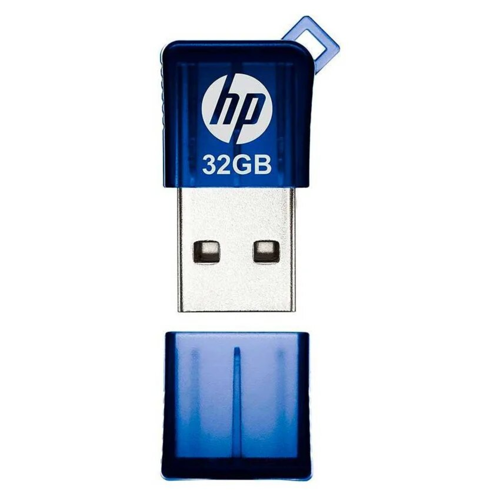 Memoria USB 32GB HP v165w | Diseño Mini Ultra Compacto | USB 2.0 | Azul Translúcido | Nuevo Sellado | Para Auto, Laptop y Tablet | Ref. HPFD165W-32