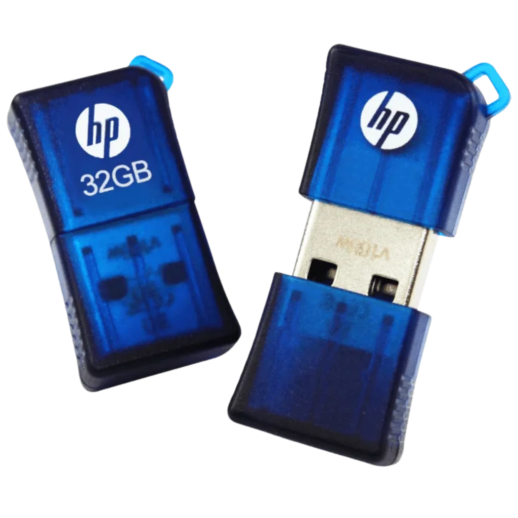 Memoria USB 32GB HP v165w | Diseño Mini Ultra Compacto | USB 2.0 | Azul Translúcido | Nuevo Sellado | Para Auto, Laptop y Tablet | Ref. HPFD165W-32