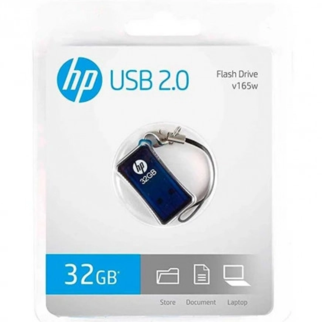 Memoria USB 32GB HP v165w | Diseño Mini Ultra Compacto | USB 2.0 | Azul Translúcido | Nuevo Sellado | Para Auto, Laptop y Tablet | Ref. HPFD165W-32