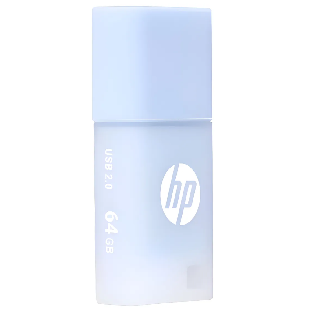 Memoria USB 64GB HP v168b Azul Pastel | Ref. HPFD168B-64 | USB 2.0 | Cuerpo de Goma Antigolpes | Nueva Sellada | Para Respaldo Masivo, Universidad y Oficina