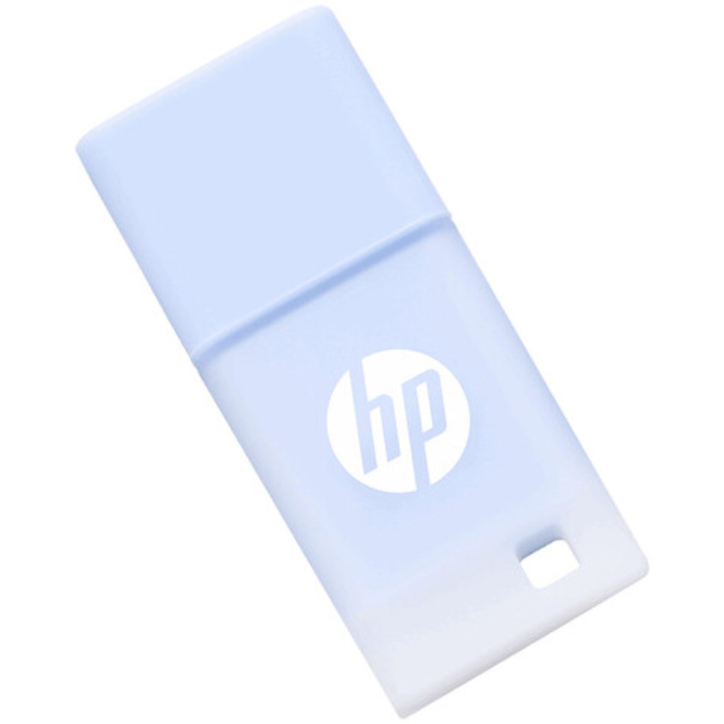 Memoria USB 64GB HP v168b Azul Pastel | Ref. HPFD168B-64 | USB 2.0 | Cuerpo de Goma Antigolpes | Nueva Sellada | Para Respaldo Masivo, Universidad y Oficina