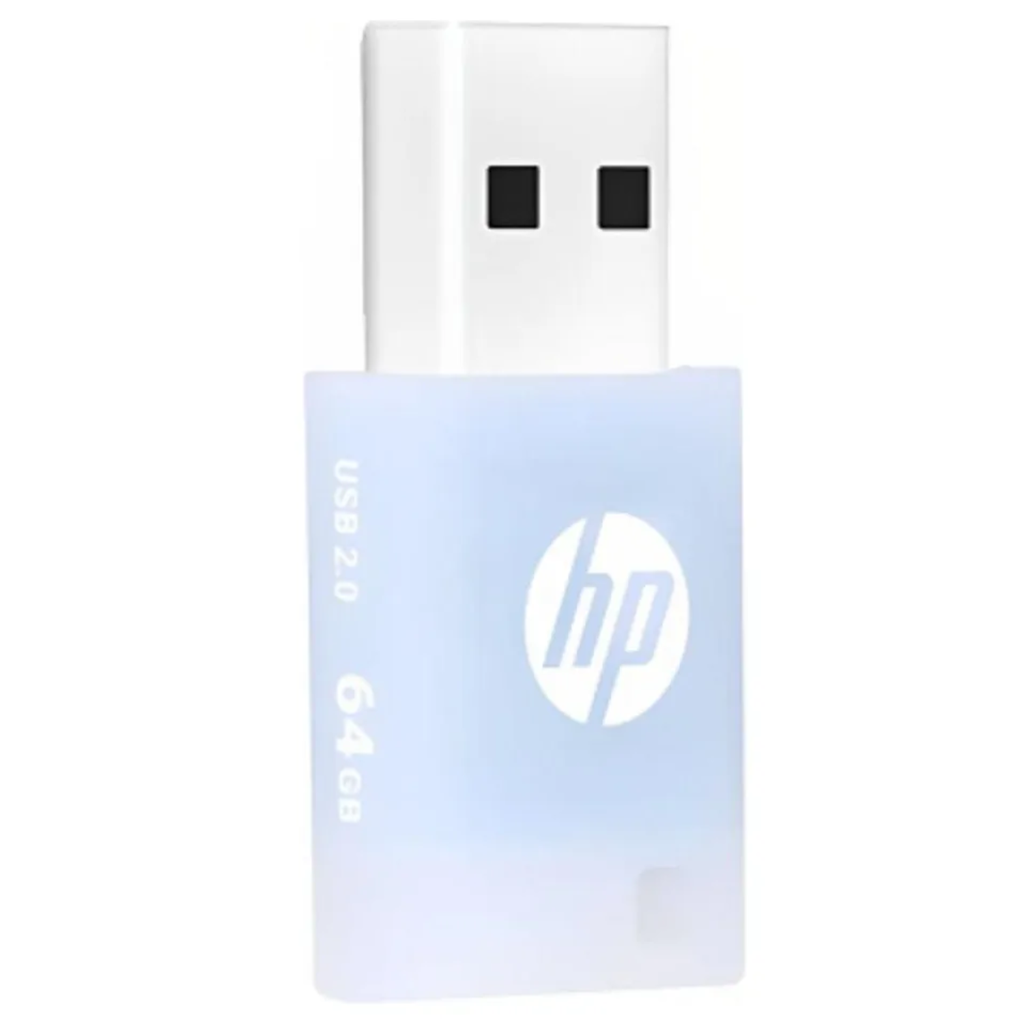 Memoria USB 64GB HP v168b Azul Pastel | Ref. HPFD168B-64 | USB 2.0 | Cuerpo de Goma Antigolpes | Nueva Sellada | Para Respaldo Masivo, Universidad y Oficina