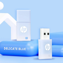 Memoria USB 64GB HP v168b Azul Pastel | Ref. HPFD168B-64 | USB 2.0 | Cuerpo de Goma Antigolpes | Nueva Sellada | Para Respaldo Masivo, Universidad y Oficina
