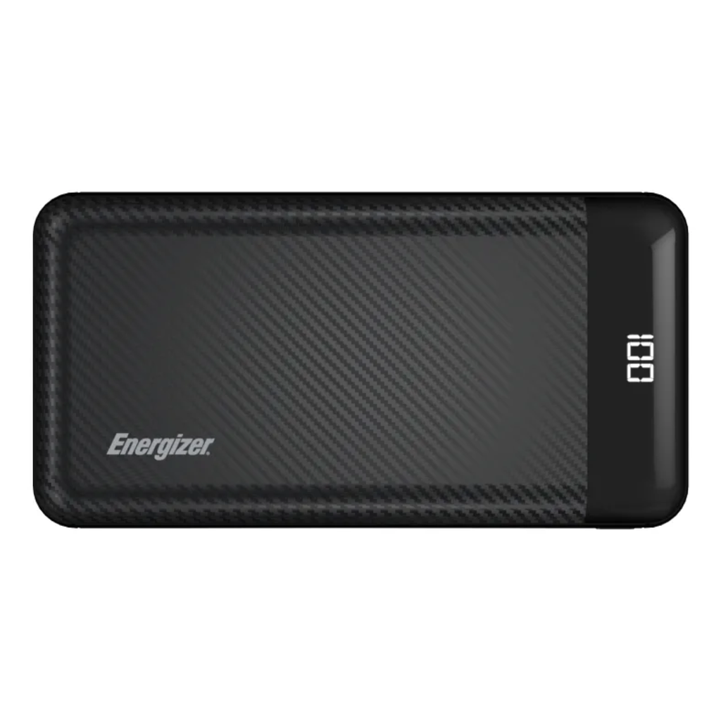 Energizer MAX Power Bank 30,000mAh – Carga Rápida 15W, 2 USB-A + 1 USB-C, Pantalla LCD, Alta Capacidad, Color Negro
