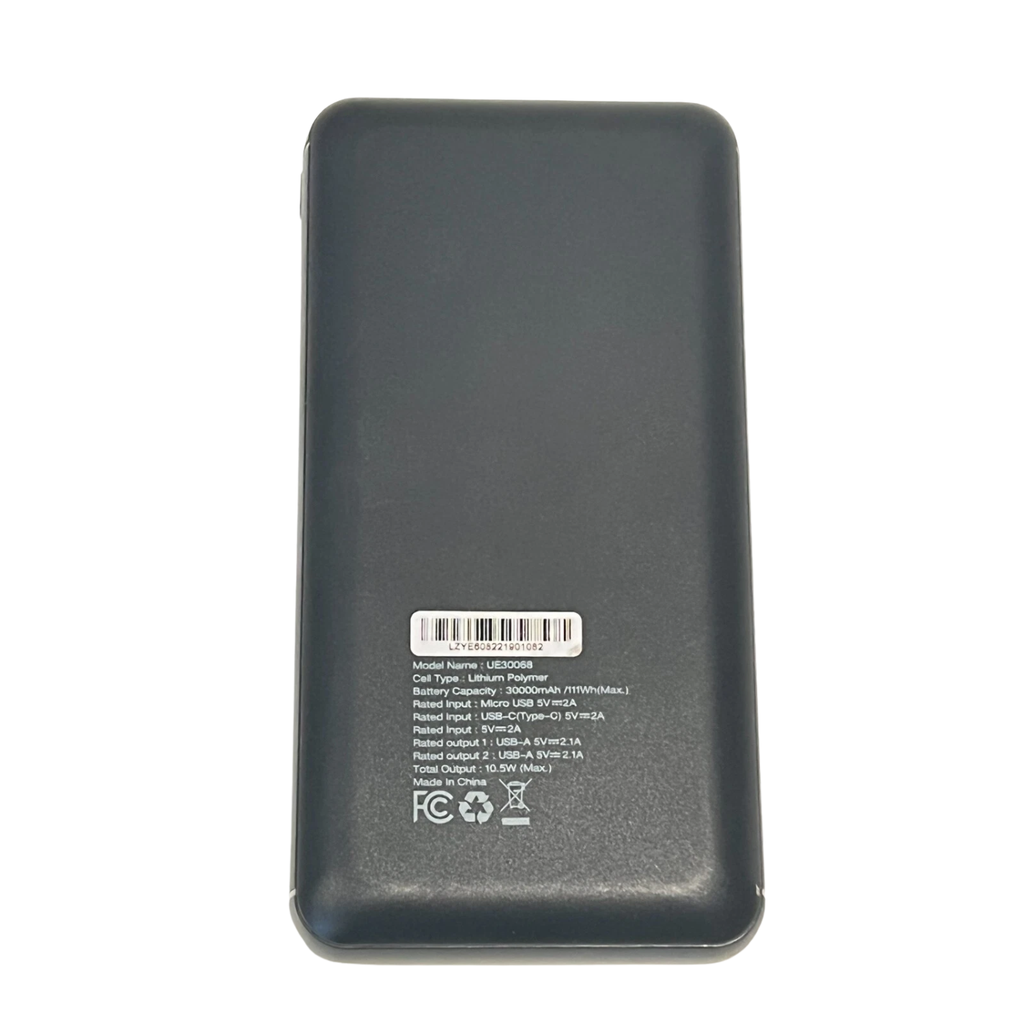 Energizer MAX Power Bank 30,000mAh – Carga Rápida 15W, 2 USB-A + 1 USB-C, Pantalla LCD, Alta Capacidad, Color Negro