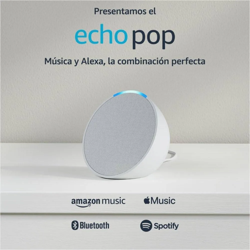 Amazon Echo Pop | Bocina inteligente y compacta con sonido definido y Alexa | Blanco | UPC: 840268921804
