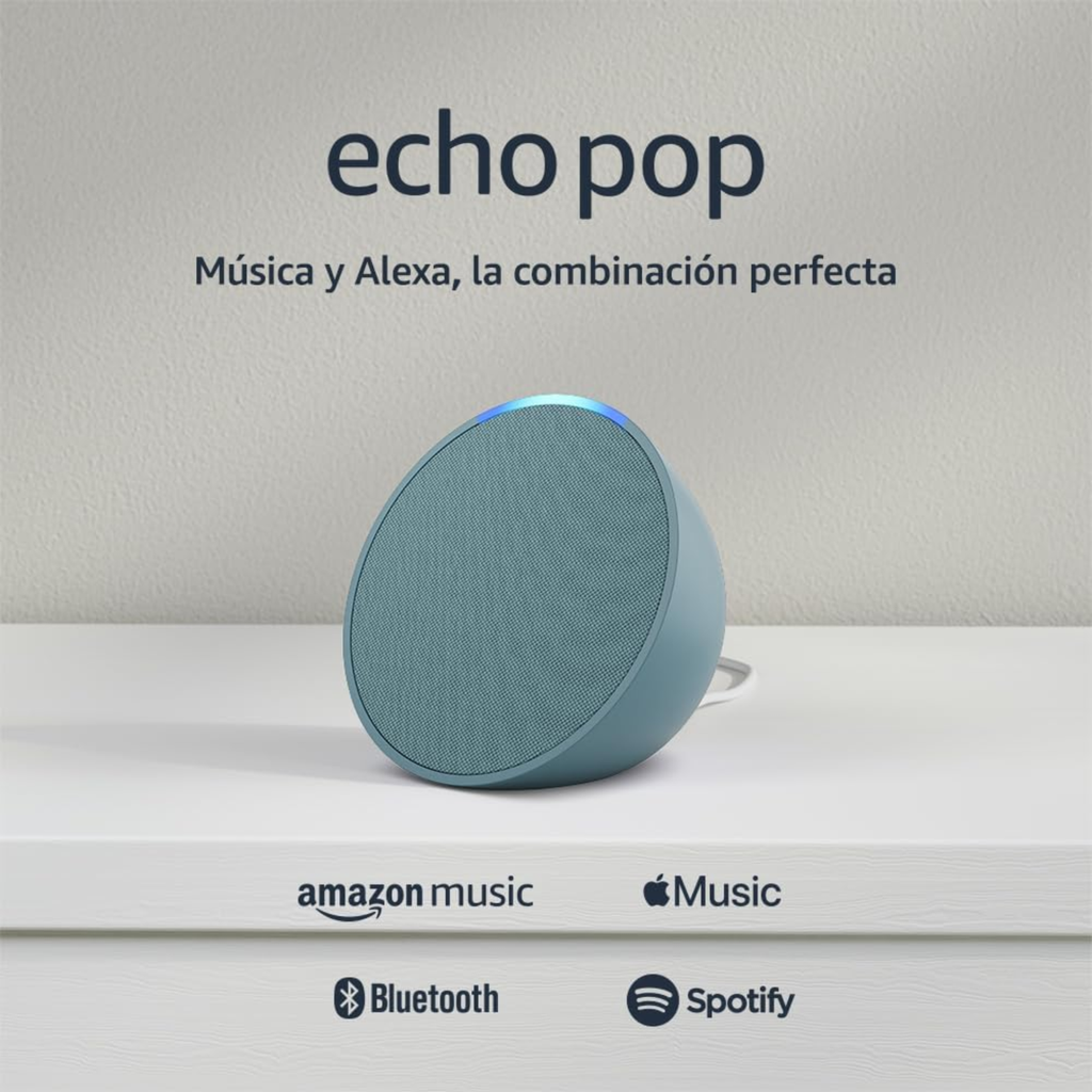 Amazon Echo Pop | Bocina inteligente y compacta con sonido definido y Alexa | Verde azulado | UPC: 840268935870