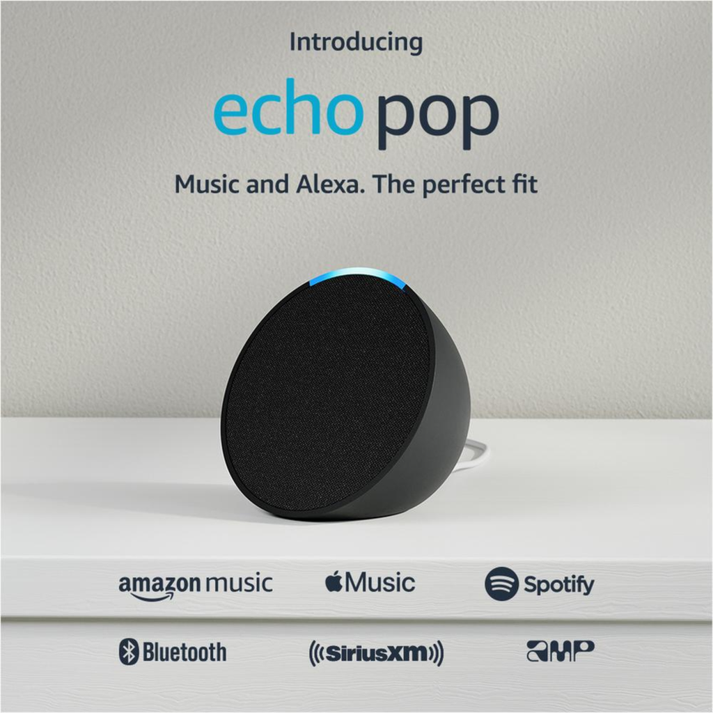 Amazon Echo Pop | Bocina inteligente y compacta con sonido definido y Alexa | Negro | UPC: 840268907235