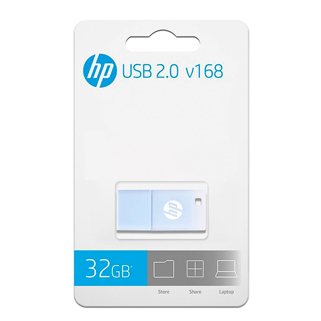 HP v168b 32GB – USB 2.0 Flash Drive, Diseño Compacto Azul, Memoria Portátil para Documentos, Fotos y Videos