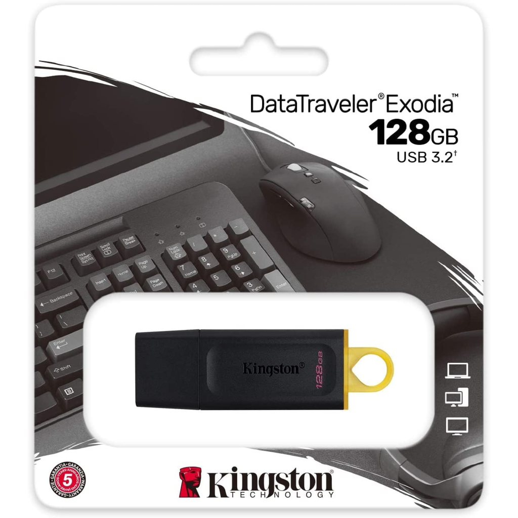 Kingston DataTraveler Exodia 128GB – USB 3.2 Gen 1, Memoria Flash de Alta Velocidad, Tapa Protectora y Diseño Portátil