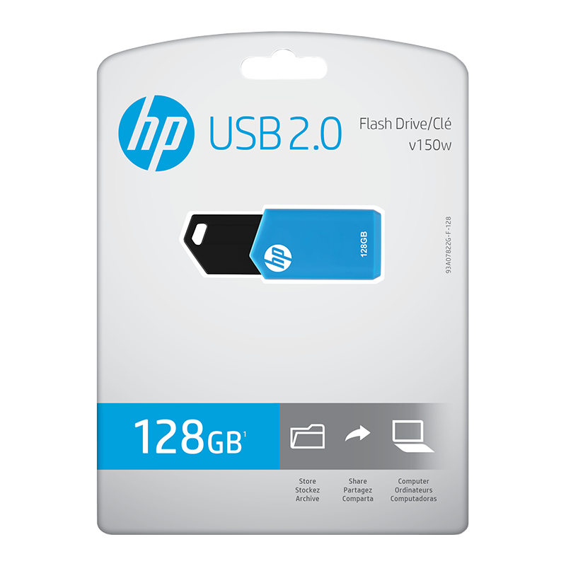  USB HP 128GB FLASH 2.0 AZUL CON GRIS P-FD128HPV150W-GE