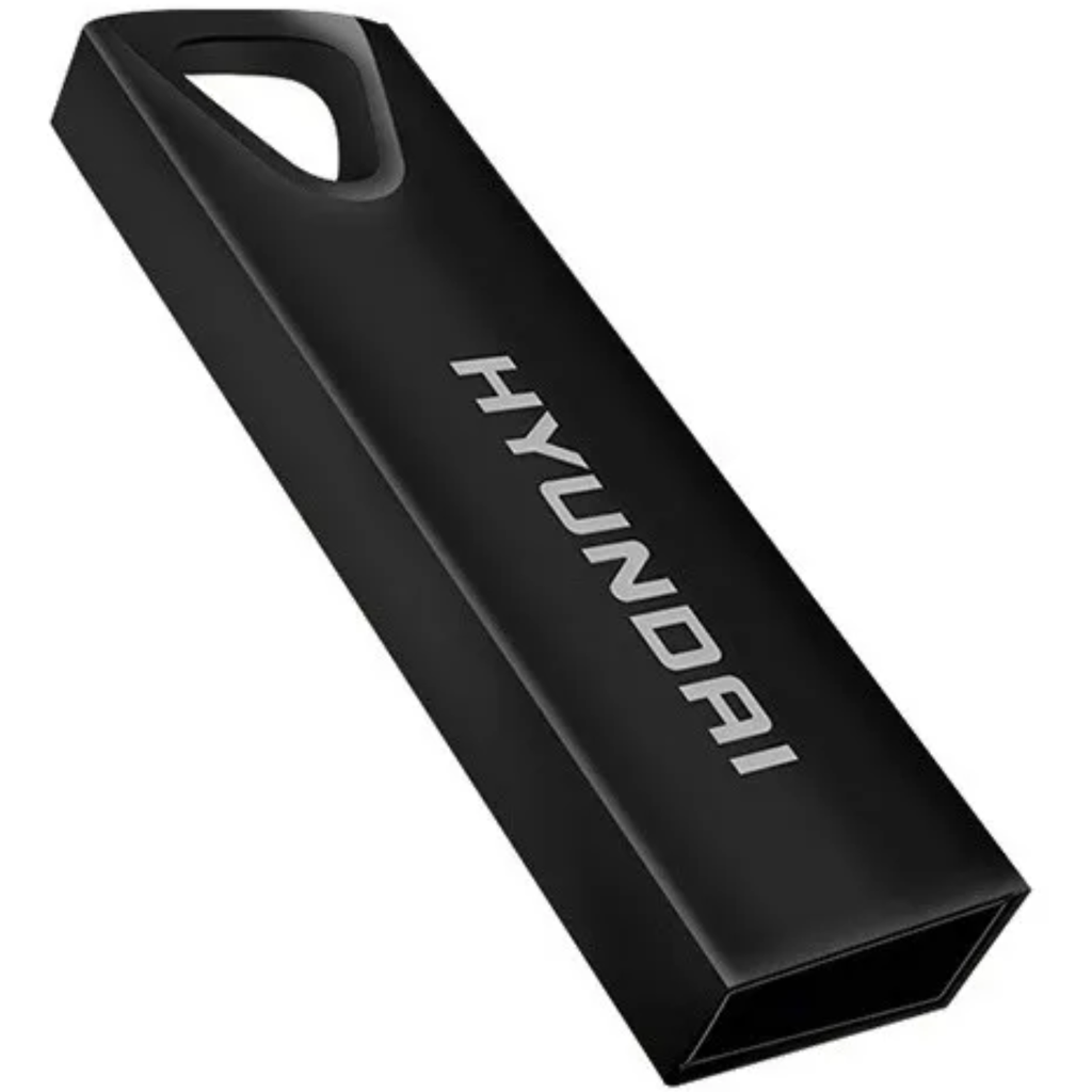Memoria USB 16GB Hyundai Bravo Deluxe | Cuerpo Metálico Negro | USB 2.0 de Alta Velocidad | Elegante y Resistente | Nuevo Sellado | Para Llaveros y Uso Profesional