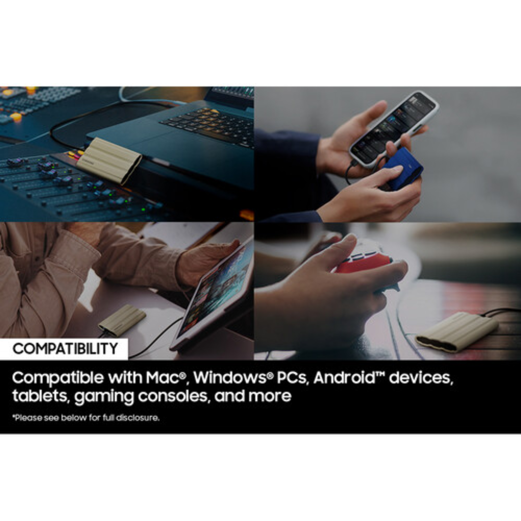 SSD Portátil Samsung T7 Shield 1TB | USB 3.2 Gen 2 | Ref. MU-PE1T0S/AM | Resistente al Agua y Polvo IP65 | Negro | 1050 MB/s