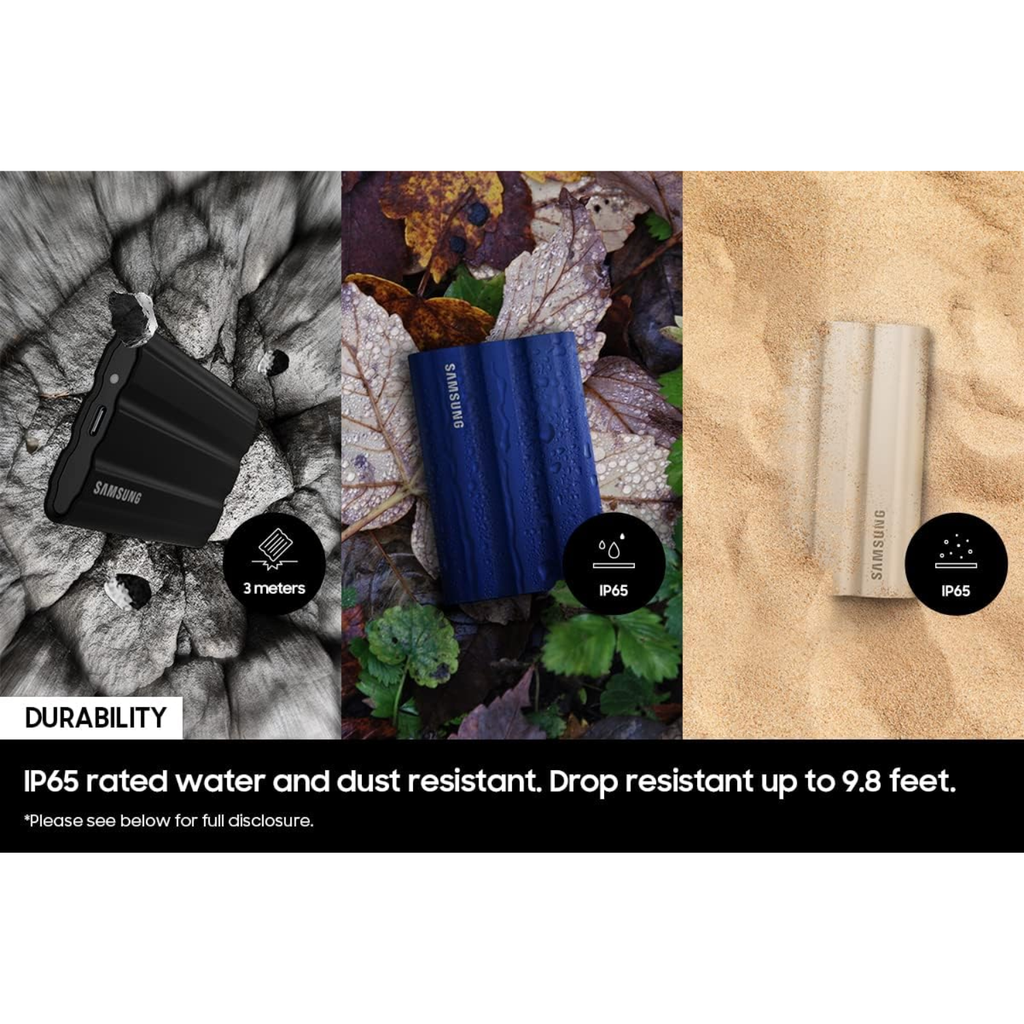 SSD Portátil Samsung T7 Shield 1TB | USB 3.2 Gen 2 | Ref. MU-PE1T0S/AM | Resistente al Agua y Polvo IP65 | Negro | 1050 MB/s