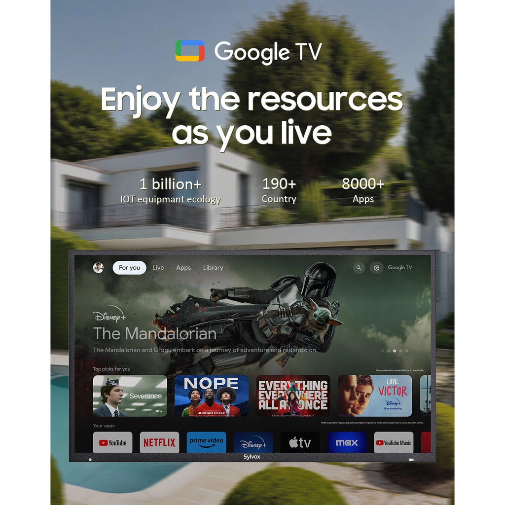 Pool Pro 2.0 65" QLED Full Sun Outdoor TV – 4K UHD, 2000 nits, Google TV, Clima Extremo, Ideal para Exteriores – OQ65A2KHGF