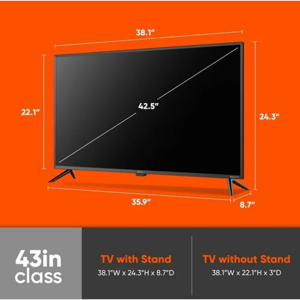 Onn 43" Smart TV FHD 1080p LED – Roku TV Integrado, Wi-Fi, Diseño Delgado – Refurbished 100133209