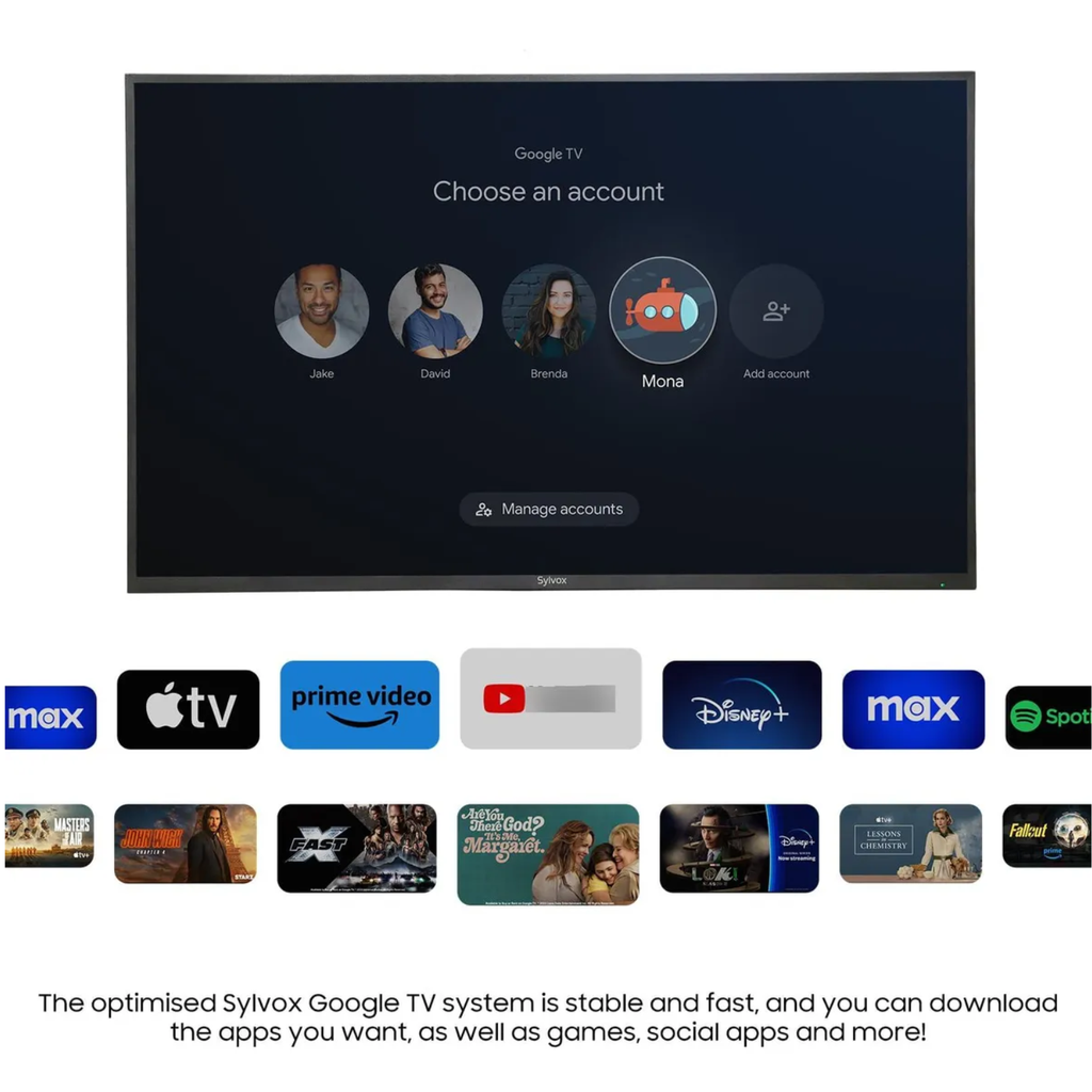 Patio 43" Outdoor TV OT43B1KHGB – Pantalla para Exteriores Partial Sun, 700 nits, Google TV, Resistente al Clima – Nuevo