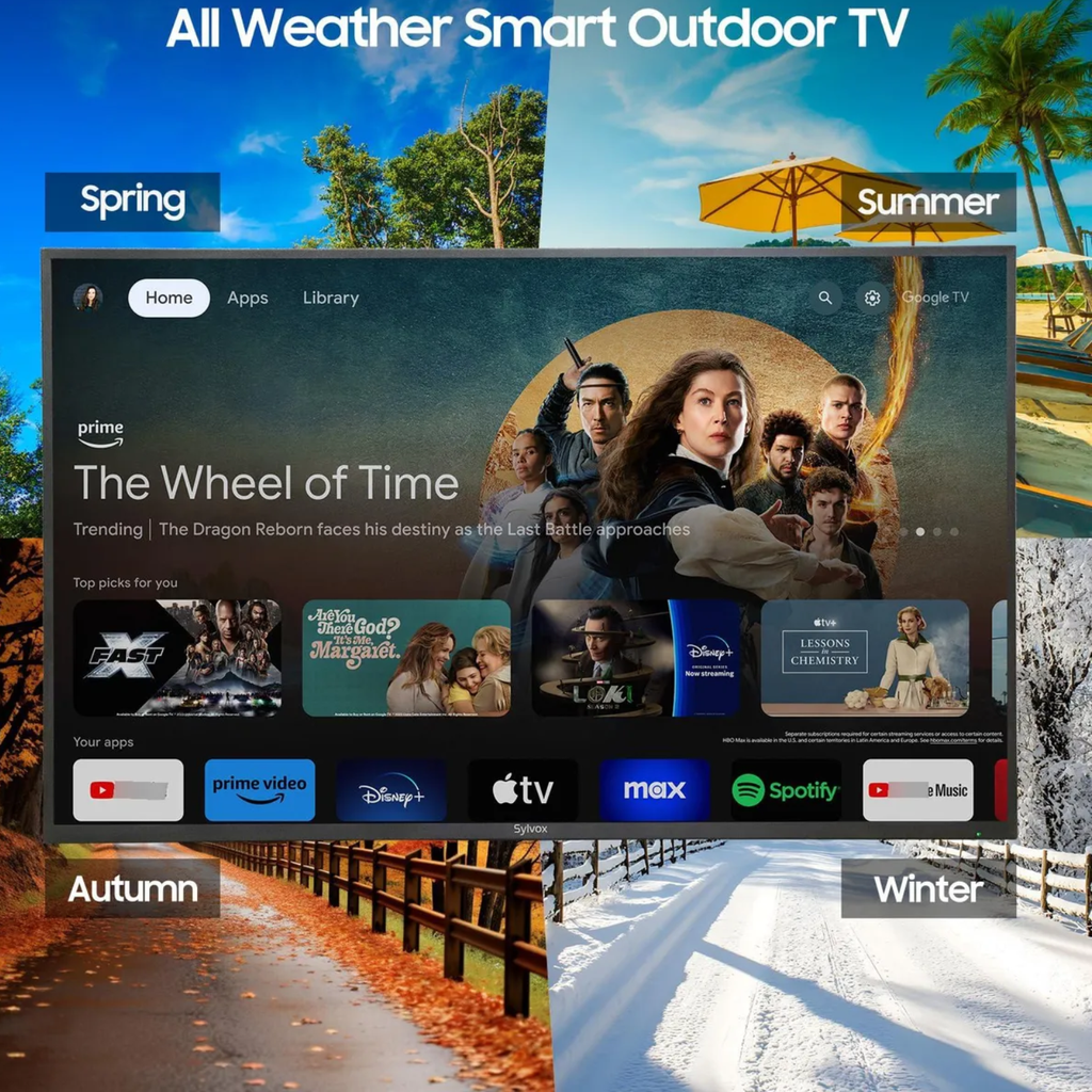 Patio 43" Outdoor TV OT43B1KHGB – Pantalla para Exteriores Partial Sun, 700 nits, Google TV, Resistente al Clima – Nuevo