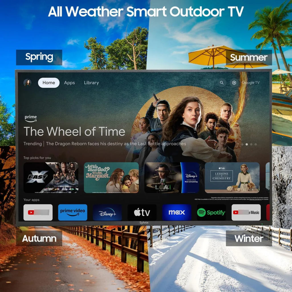 Patio 65" Partial Sun Outdoor TV – 4K UHD, 700 nits, Google TV, Clima Resistente, Ideal para Terraza y Patio – Modelo OT65B1KHGB