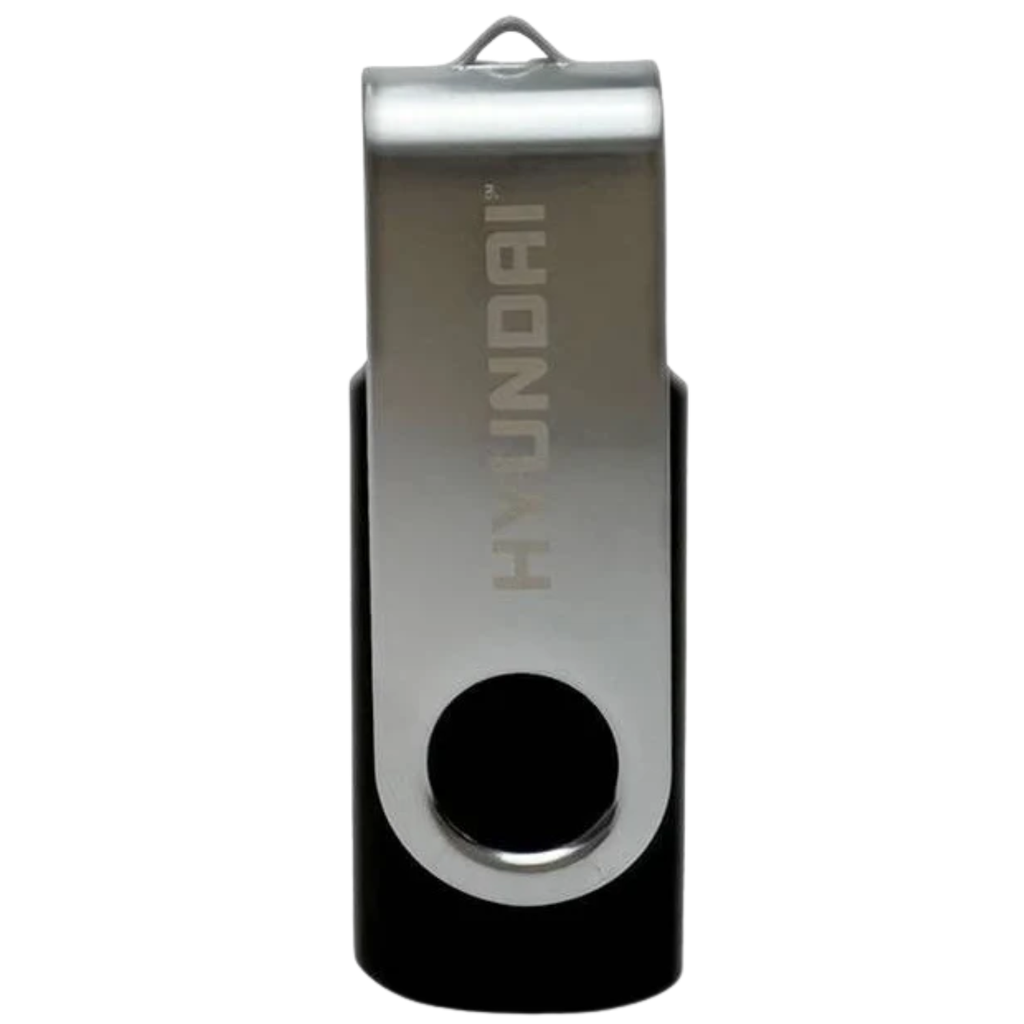 Memoria USB 32GB Hyundai Rotate Bravo | Diseño Giratorio Metálico | USB 2.0 High Speed | Sin Tapa | Nuevo Sellado | Para Llaveros, Escuela y Oficina