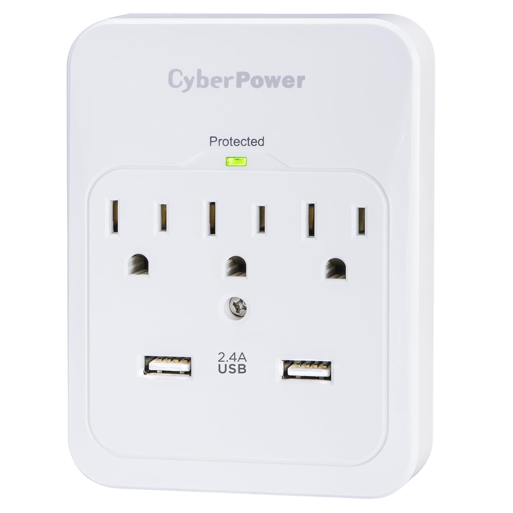 Supresor de Picos CyberPower CSP300WUR1 3 Tomas + 2 USB 600J Blanco (Refurbished B)