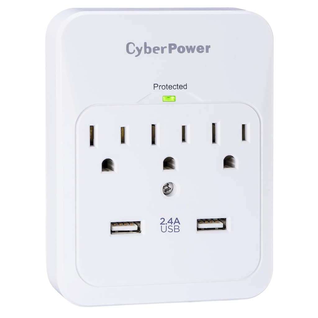 Supresor de Picos CyberPower CSP300WUR1 3 Tomas + 2 USB 600J Blanco (Refurbished B)